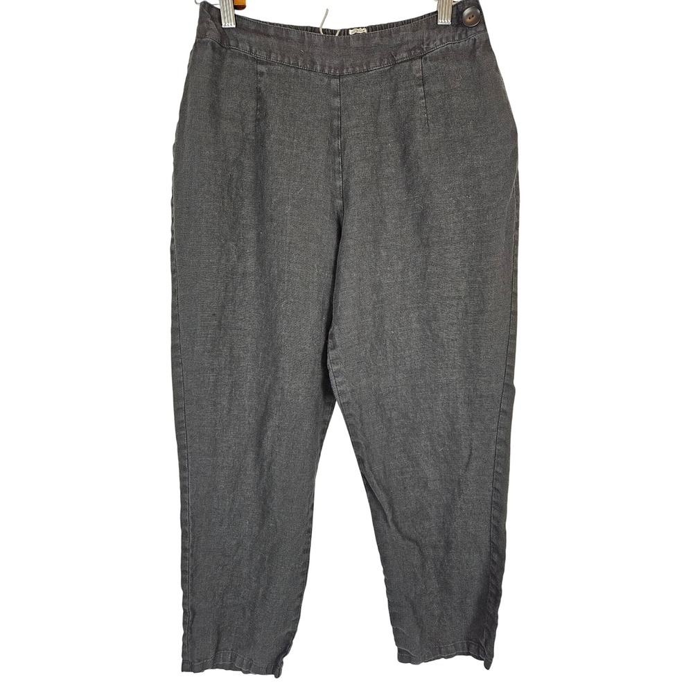 Flax linen tapered pant, black, lagenlook beach, size P‎